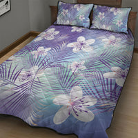 Purple Aloha Hawaiian Quilt Bed Set Tropical Flower Palm Leaf Pattern LT19 - Polynesian Pride