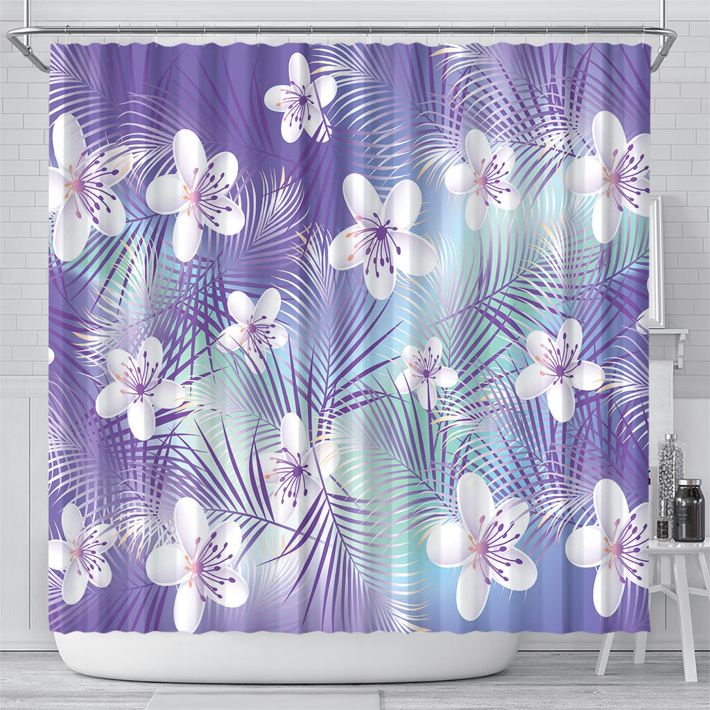Purple Aloha Hawaiian Shower Curtain Tropical Flower Palm Leaf Pattern LT19 - Polynesian Pride