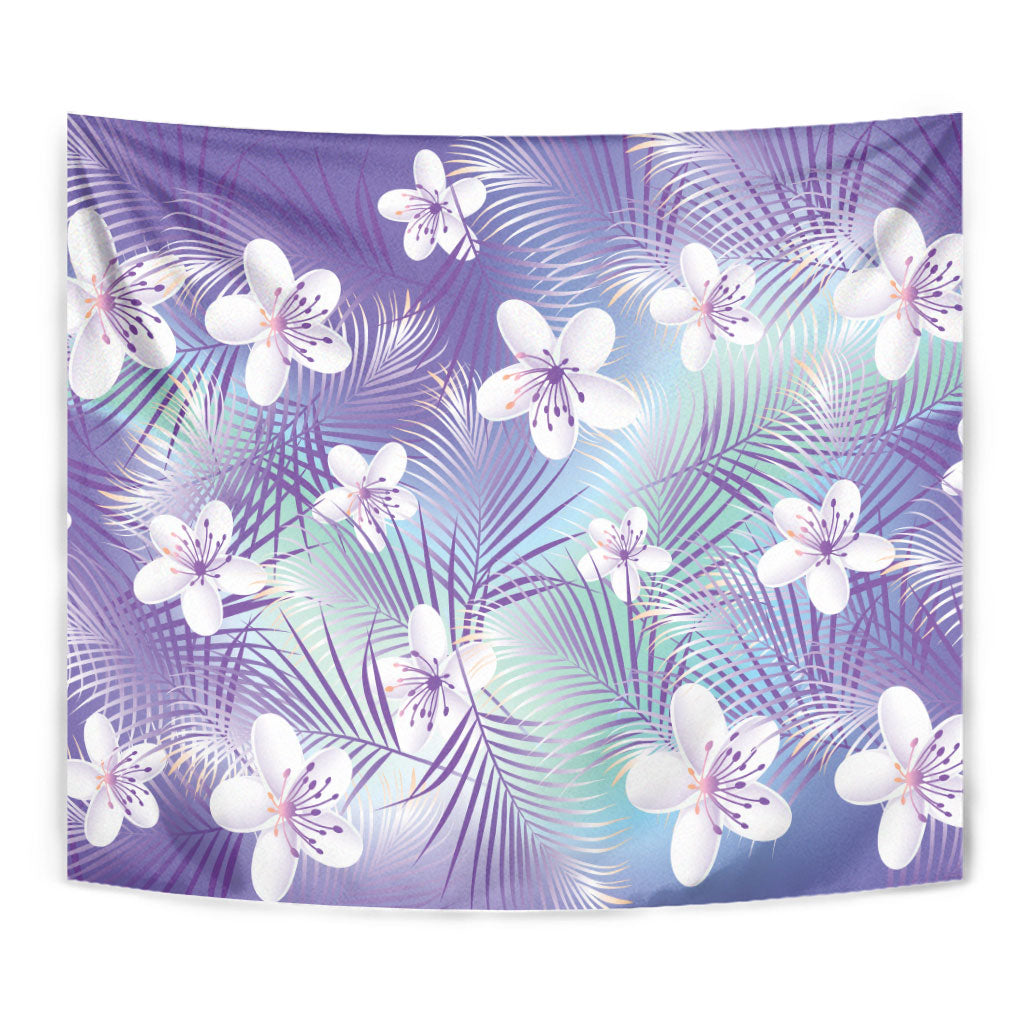 Purple Aloha Hawaiian Tapestry Tropical Flower Palm Leaf Pattern LT19 - Polynesian Pride