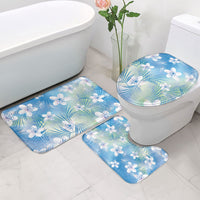 Blue Aloha Hawaiian Bathroom Set Tropical Flower Palm Leaf Pattern LT19 - Polynesian Pride