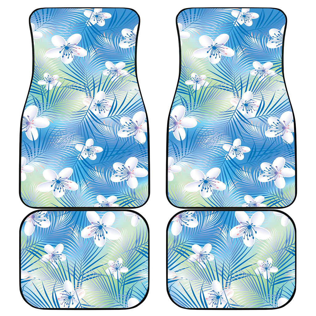 Blue Aloha Hawaiian Car Mats Tropical Flower Palm Leaf Pattern LT19 - Polynesian Pride