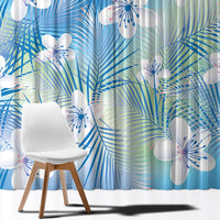 Blue Aloha Hawaiian Window Curtain Tropical Flower Palm Leaf Pattern LT19 - Polynesian Pride