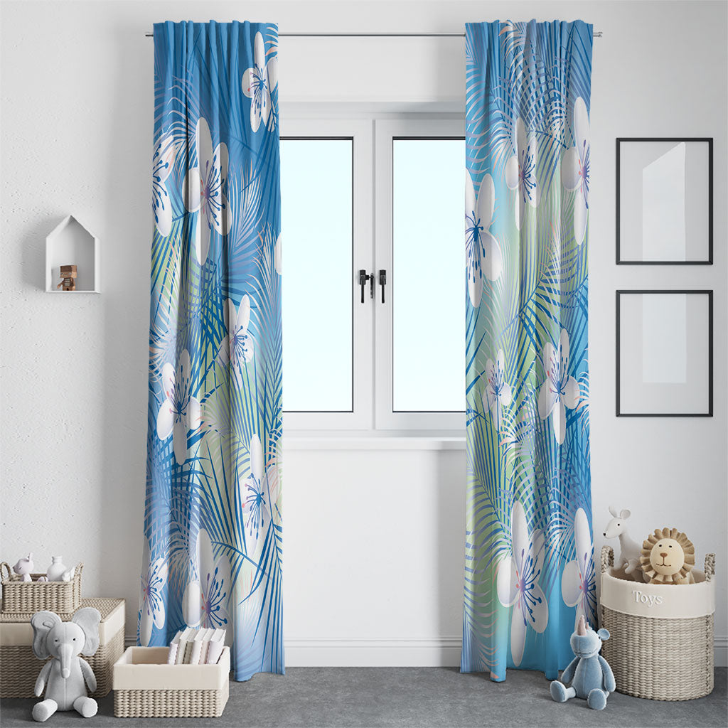Blue Aloha Hawaiian Window Curtain Tropical Flower Palm Leaf Pattern LT19 - Polynesian Pride