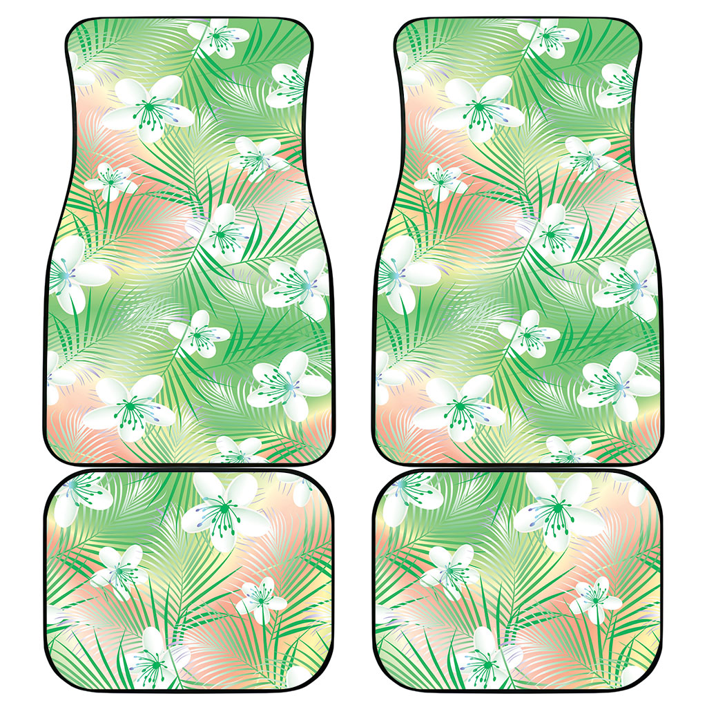 Green Aloha Hawaiian Car Mats Tropical Flower Palm Leaf Pattern LT19 - Polynesian Pride
