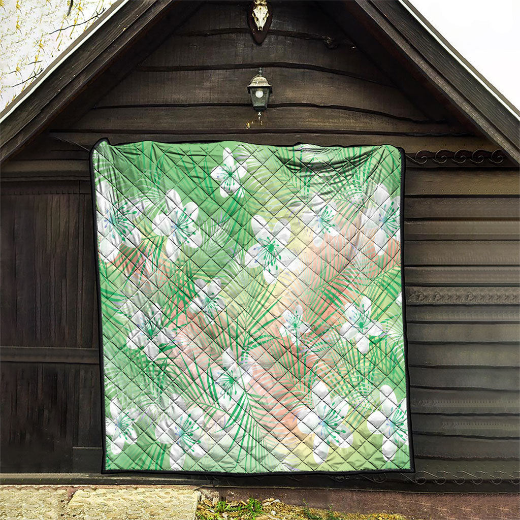 Green Aloha Hawaiian Quilt Tropical Flower Palm Leaf Pattern LT19 - Polynesian Pride