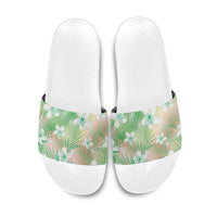 Green Aloha Hawaiian Slide Sandals Tropical Flower Palm Leaf Pattern LT19 Green - Polynesian Pride