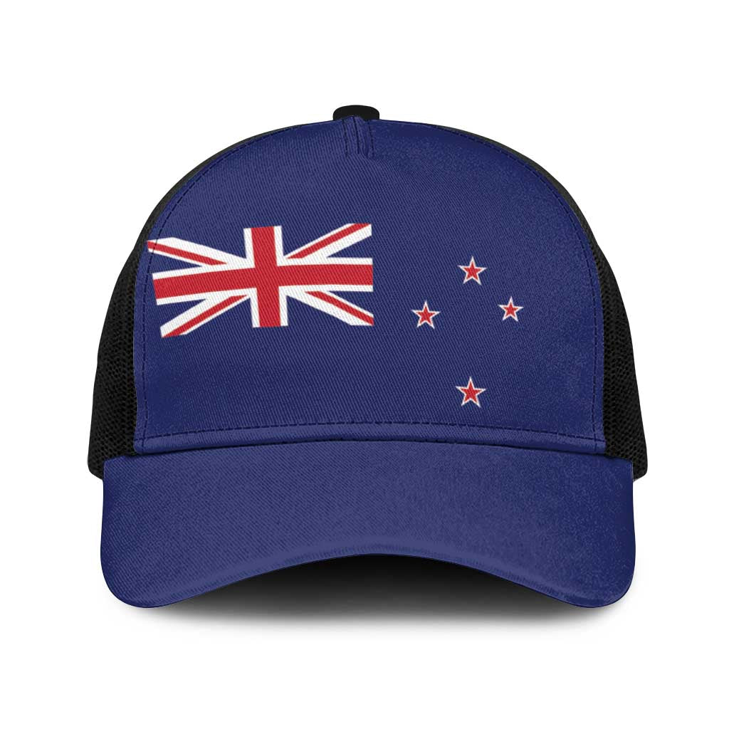 New Zealand Baseball Net Cap National Flag Colors LT19 One Size Black Blue - Polynesian Pride