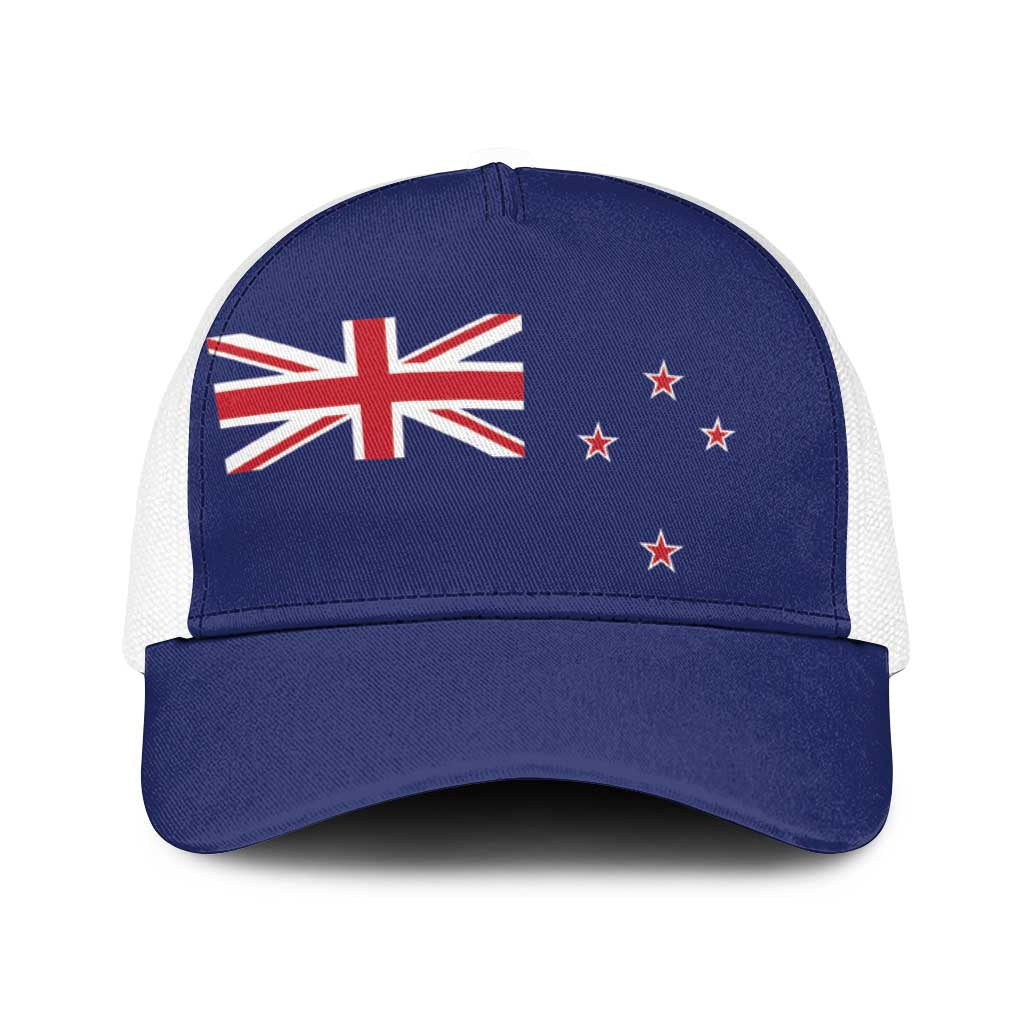 New Zealand Baseball Net Cap National Flag Colors LT19 One Size White Blue - Polynesian Pride