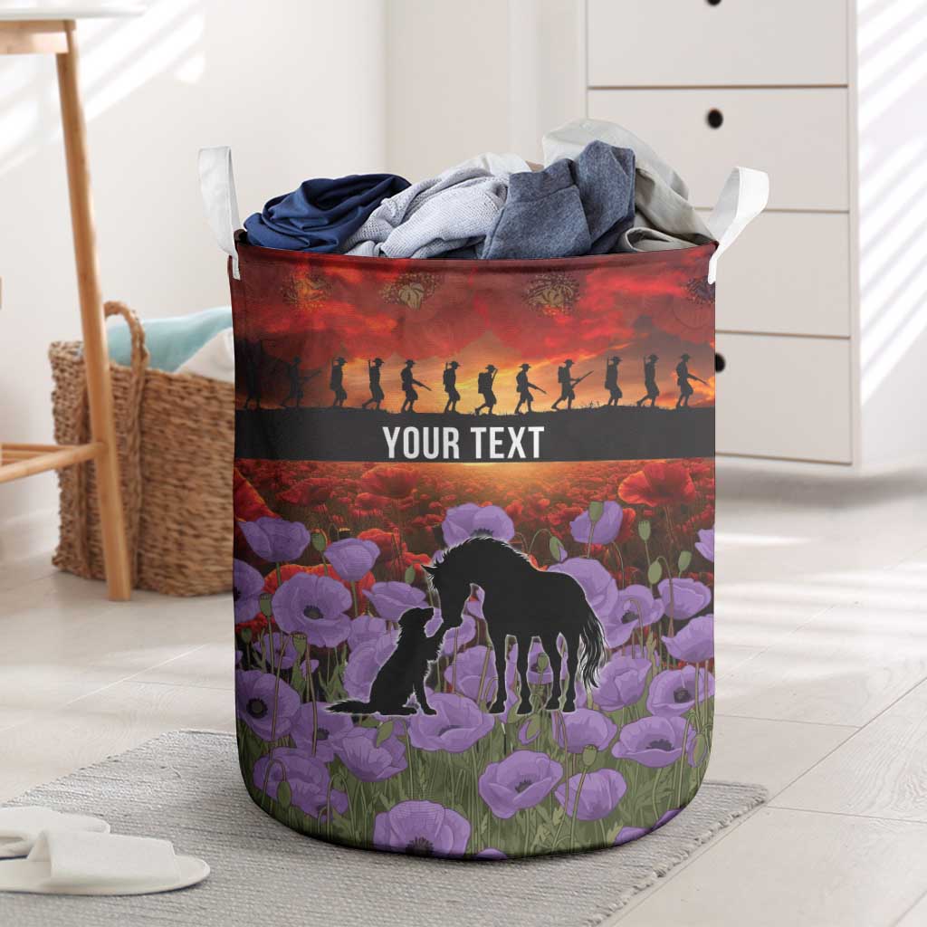 Personalised ANZAC Day Laundry Basket Remembering the Animals of War LT19 Purple - Polynesian Pride