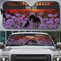 Personalised ANZAC Day Auto Sun Shade Remembering the Animals of War LT19 Purple - Polynesian Pride