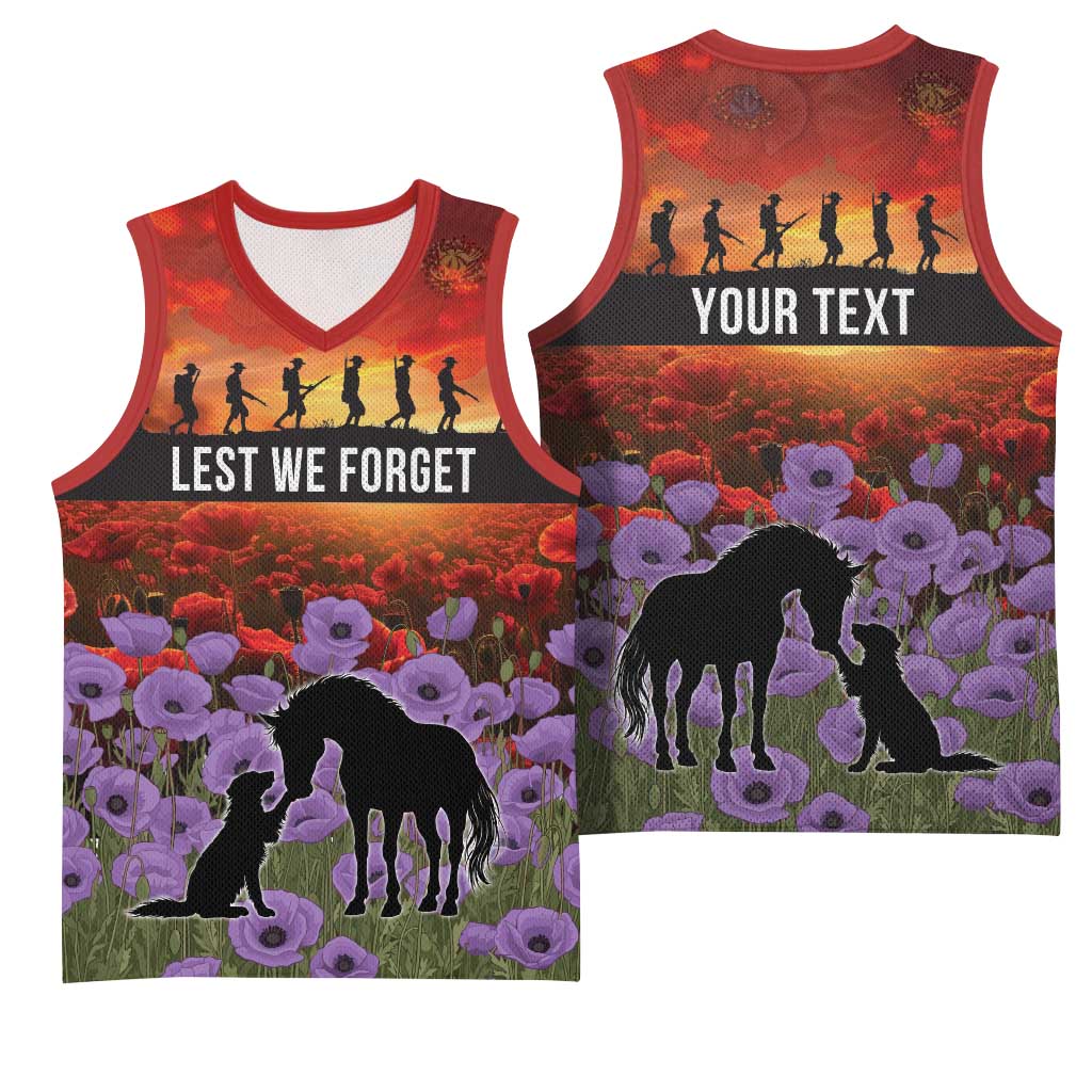 Personalised ANZAC Day Basketball Jersey Remembering the Animals of War LT19 - Polynesian Pride