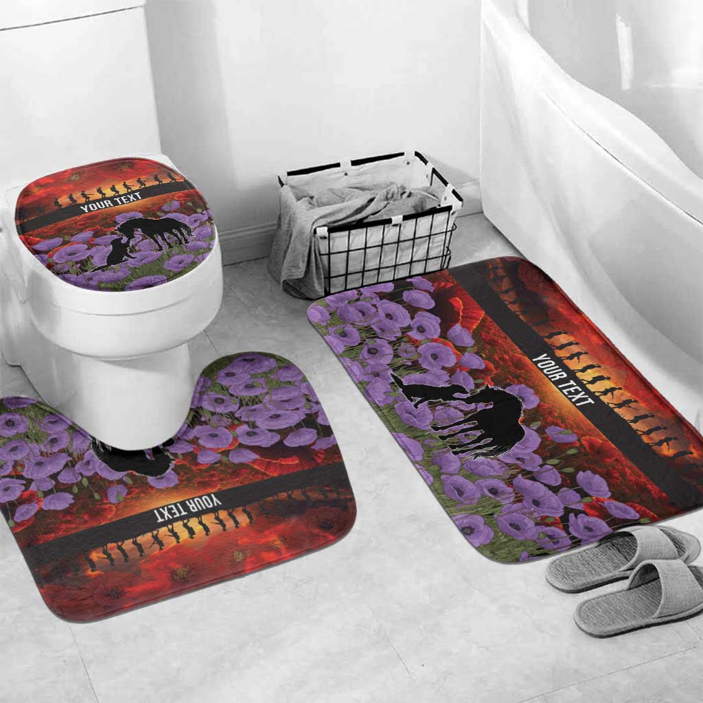 Personalised ANZAC Day Bathroom Set Remembering the Animals of War LT19 Mat Set Only (3 pcs) One Size Purple - Polynesian Pride