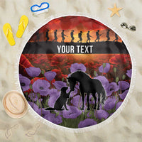 Personalised ANZAC Day Beach Blanket Remembering the Animals of War LT19 One Size 150cm Purple - Polynesian Pride