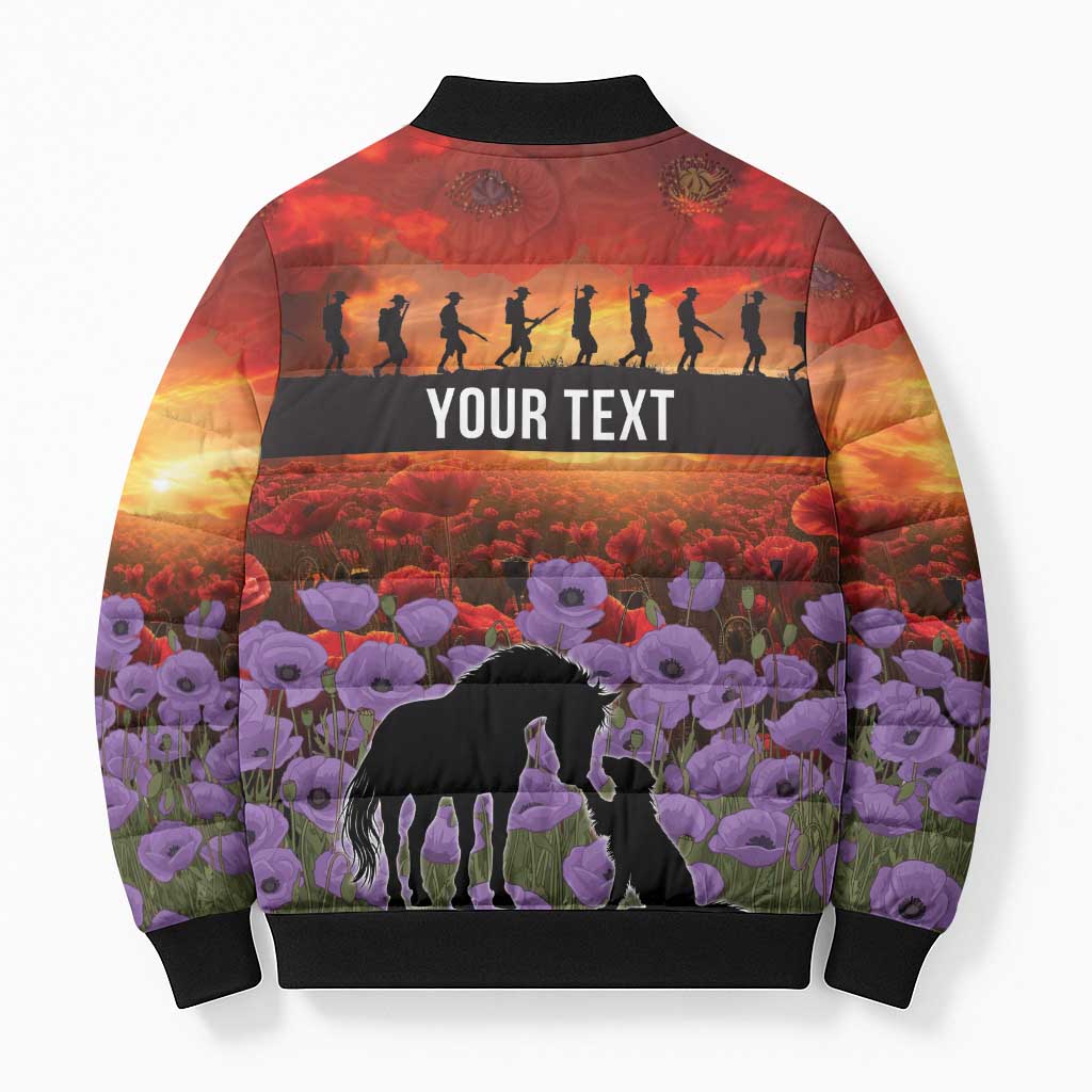 Personalised ANZAC Day Bomber Puffer Jacket Remembering the Animals of War LT19 - Polynesian Pride