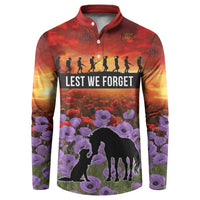 Personalised ANZAC Day Button Sweatshirt Remembering the Animals of War LT19 Purple - Polynesian Pride