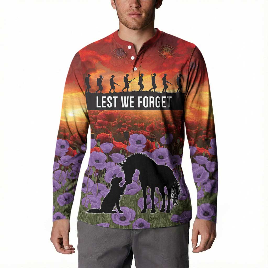 Personalised ANZAC Day Button Sweatshirt Remembering the Animals of War LT19 - Polynesian Pride