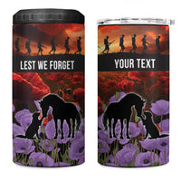 Personalised ANZAC Day 4 in 1 Can Cooler Tumbler Remembering the Animals of War LT19 One Size: 16 oz Purple - Polynesian Pride