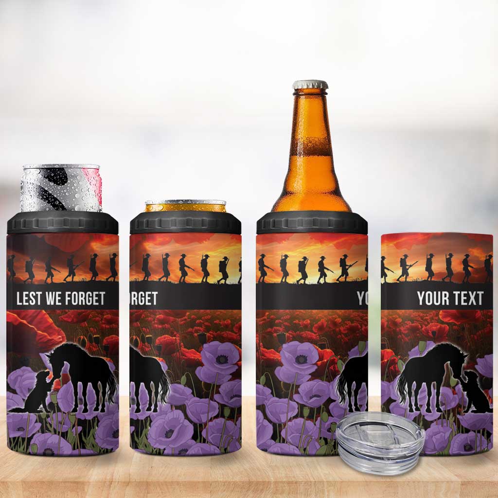 Personalised ANZAC Day 4 in 1 Can Cooler Tumbler Remembering the Animals of War LT19 - Polynesian Pride