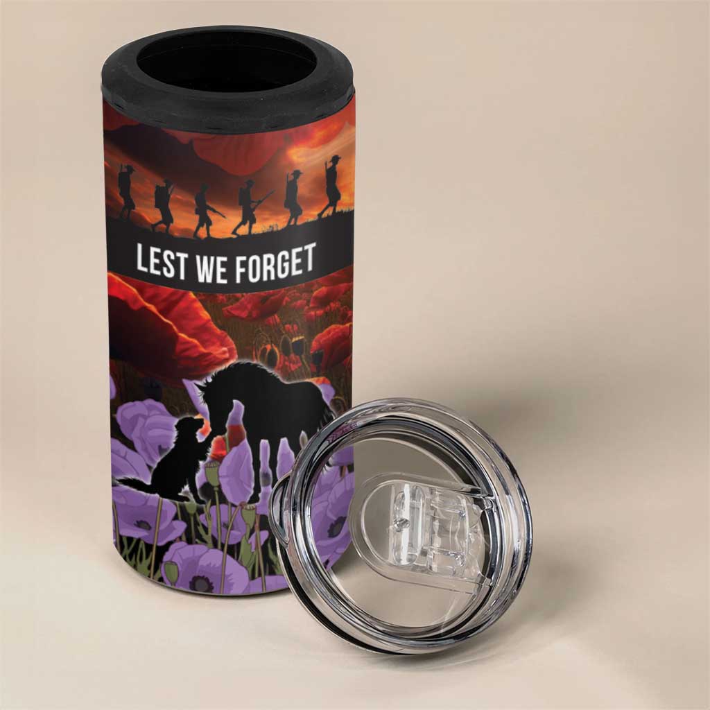 Personalised ANZAC Day 4 in 1 Can Cooler Tumbler Remembering the Animals of War LT19 - Polynesian Pride