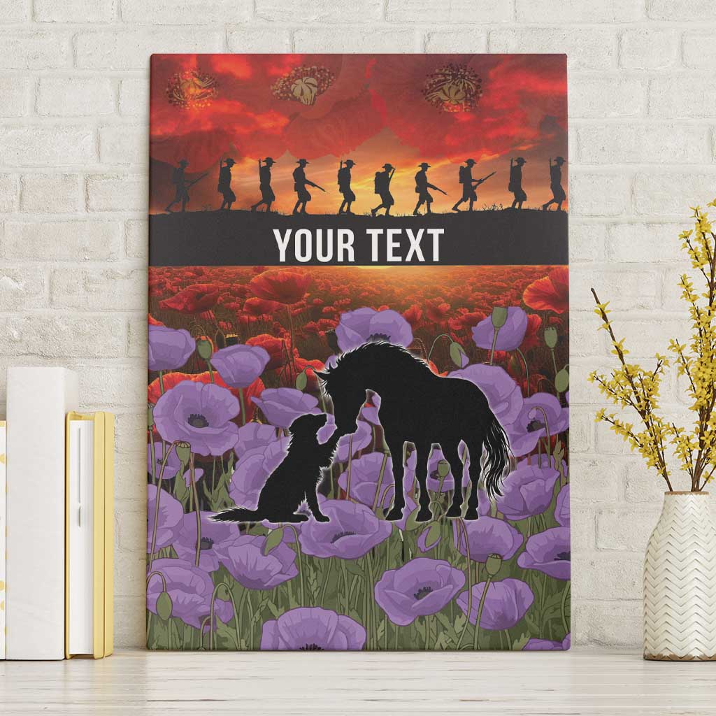 Personalised ANZAC Day Canvas Wall Art Remembering the Animals of War LT19 Without Frame Purple - Polynesian Pride