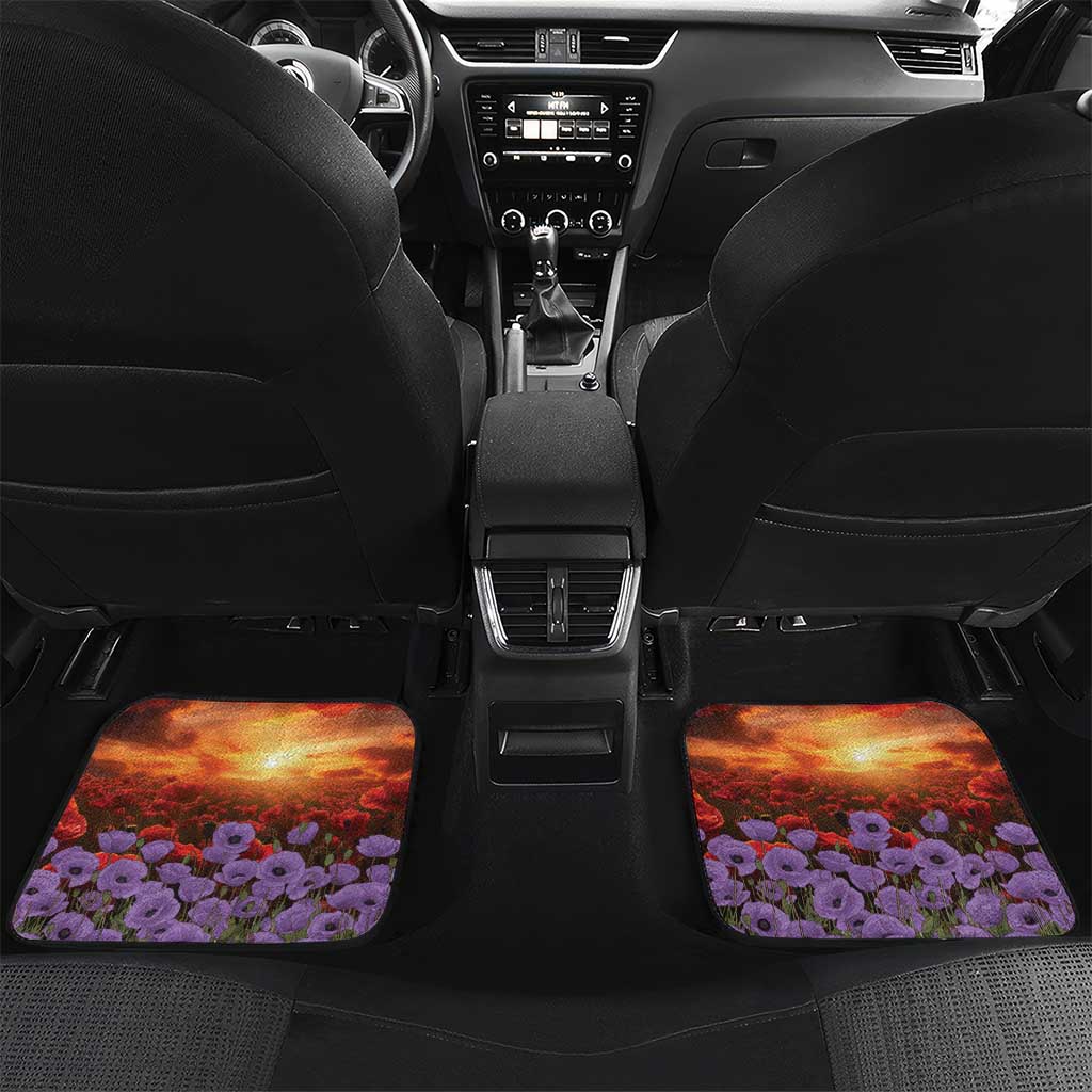 Personalised ANZAC Day Car Mats Remembering the Animals of War LT19 Set 2pcs - Back Purple - Polynesian Pride
