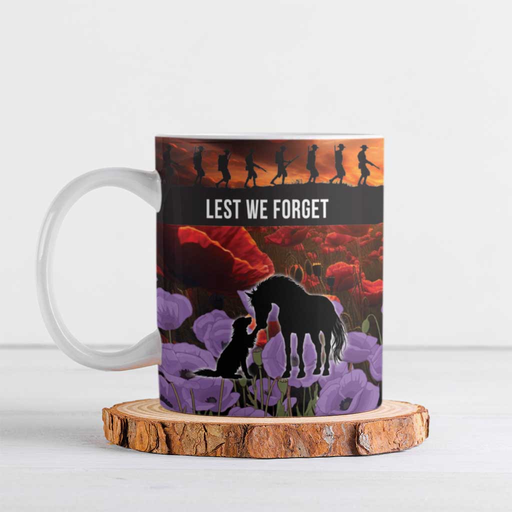 Personalised ANZAC Day Ceramic Mug Remembering the Animals of War LT19 Purple - Polynesian Pride