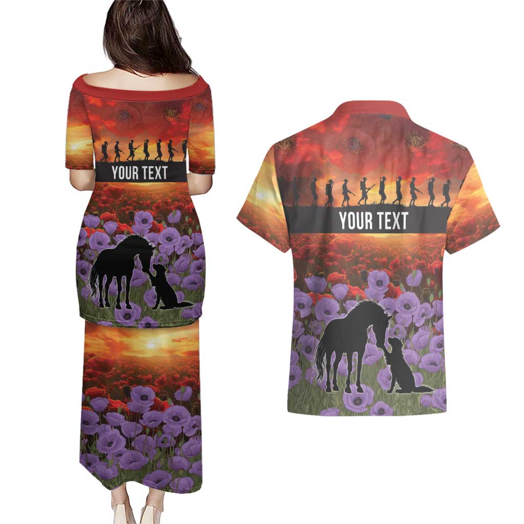 Personalised ANZAC Day Couples Matching Puletasi and Hawaiian Shirt Remembering the Animals of War LT19 - Polynesian Pride