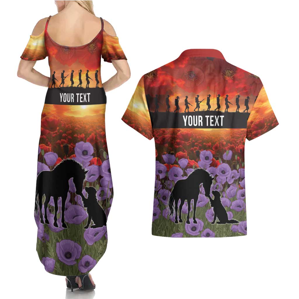 Personalised ANZAC Day Couples Matching Summer Maxi Dress and Hawaiian Shirt Remembering the Animals of War LT19 - Polynesian Pride
