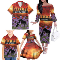 Personalised ANZAC Day Family Matching Off The Shoulder Long Sleeve Dress and Hawaiian Shirt Remembering the Animals of War