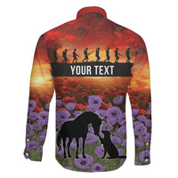 Personalised ANZAC Day Family Matching Off The Shoulder Long Sleeve Dress and Hawaiian Shirt Remembering the Animals of War