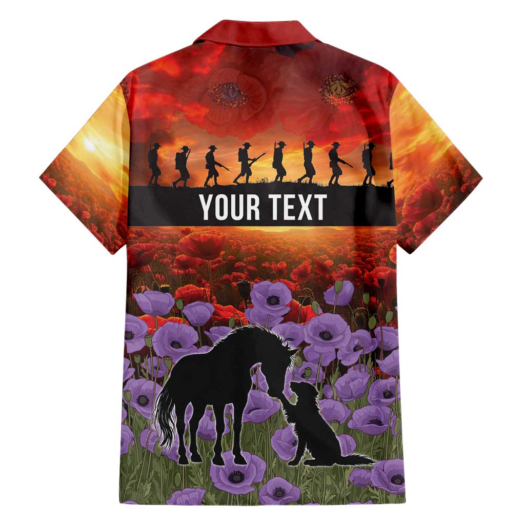 Personalised ANZAC Day Family Matching Off Shoulder Maxi Dress and Hawaiian Shirt Remembering the Animals of War