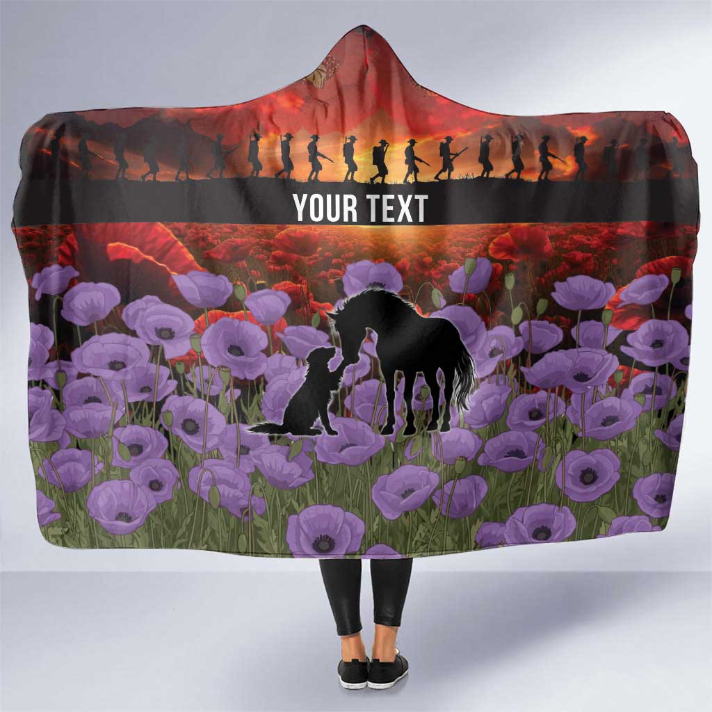 Personalised ANZAC Day Hooded Blanket Remembering the Animals of War LT19 One Size Purple - Polynesian Pride