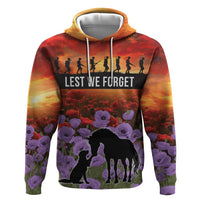 Personalised ANZAC Day Hoodie Remembering the Animals of War LT19 Pullover Hoodie Purple - Polynesian Pride
