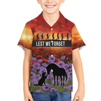 Personalised ANZAC Day Kid Hawaiian Shirt Remembering the Animals of War LT19 Kid Purple - Polynesian Pride