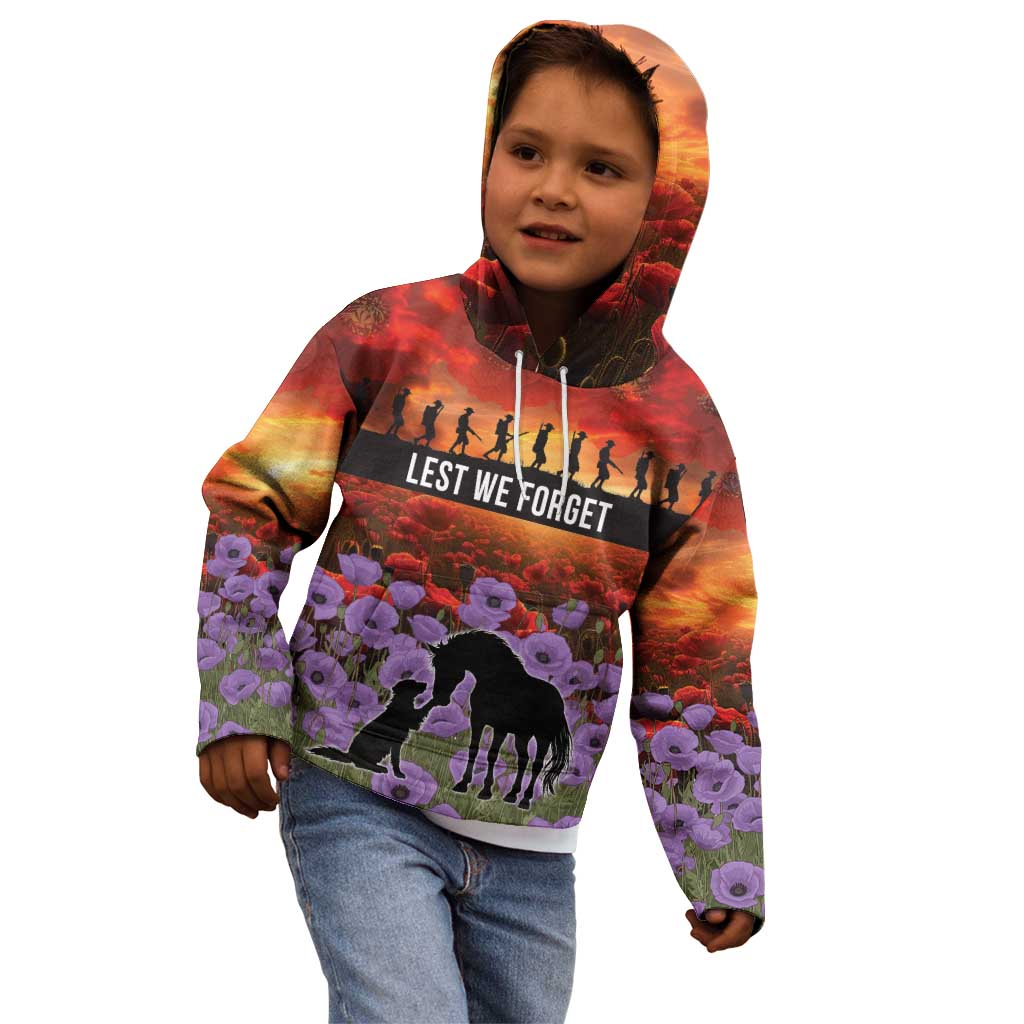 Personalised ANZAC Day Kid Hoodie Remembering the Animals of War LT19 - Polynesian Pride