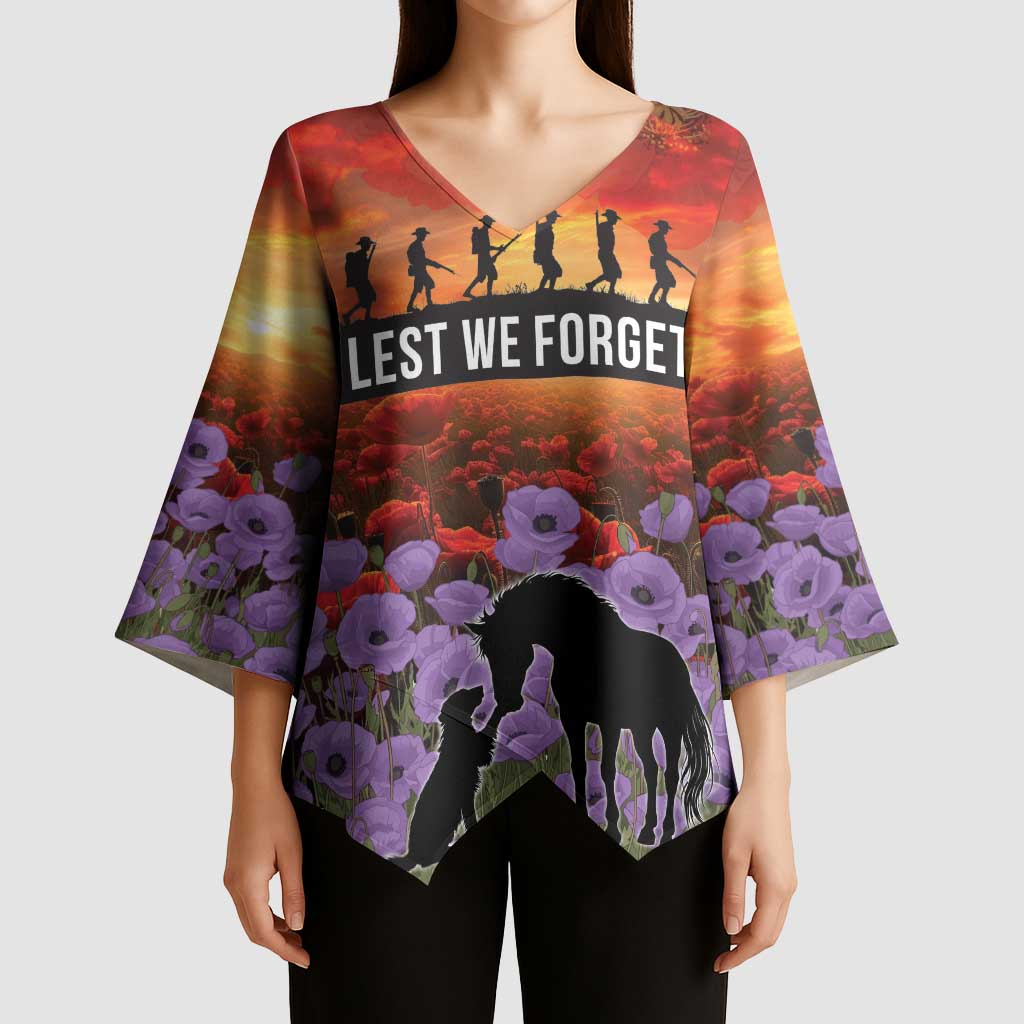 Personalised ANZAC Day Kimono Sleeve Blouse Remembering the Animals of War LT19 - Polynesian Pride