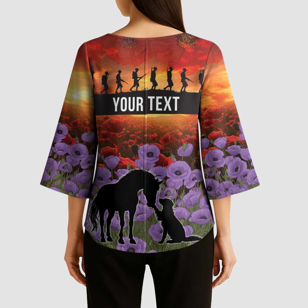 Personalised ANZAC Day Kimono Sleeve Blouse Remembering the Animals of War LT19 - Polynesian Pride