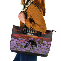 Personalised ANZAC Day Leather Tote Bag Remembering the Animals of War LT19 Purple - Polynesian Pride