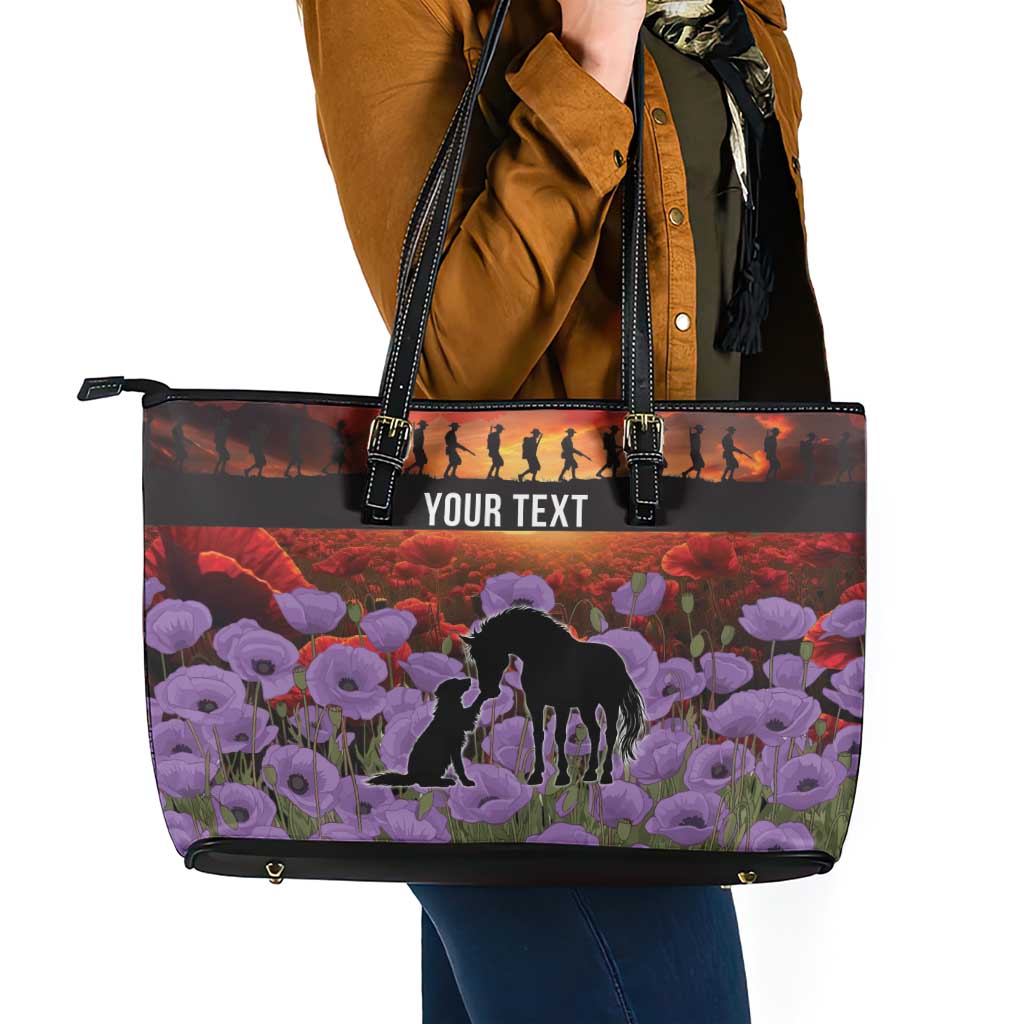 Personalised ANZAC Day Leather Tote Bag Remembering the Animals of War LT19 - Polynesian Pride