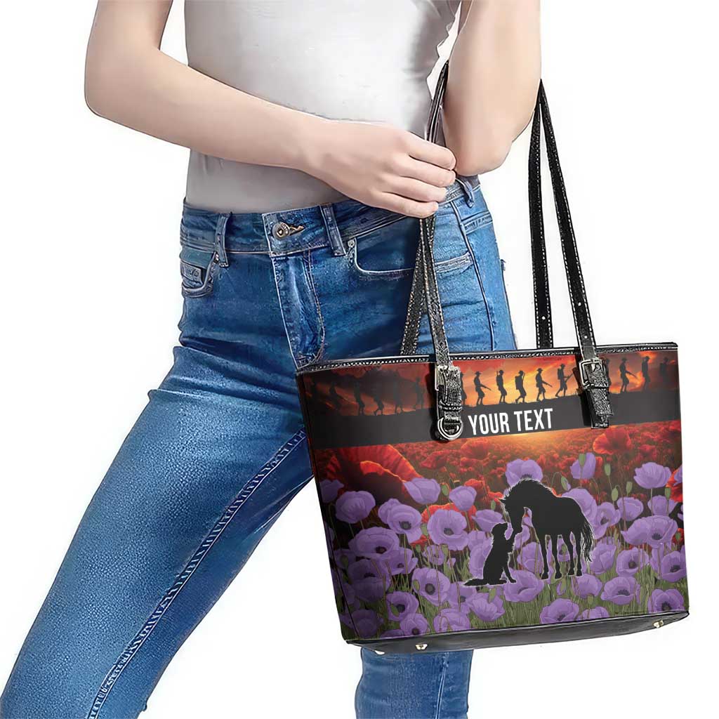 Personalised ANZAC Day Leather Tote Bag Remembering the Animals of War LT19 - Polynesian Pride