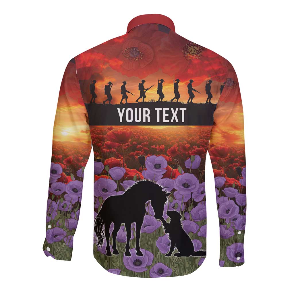 Personalised ANZAC Day Long Sleeve Button Shirt Remembering the Animals of War LT19 - Polynesian Pride