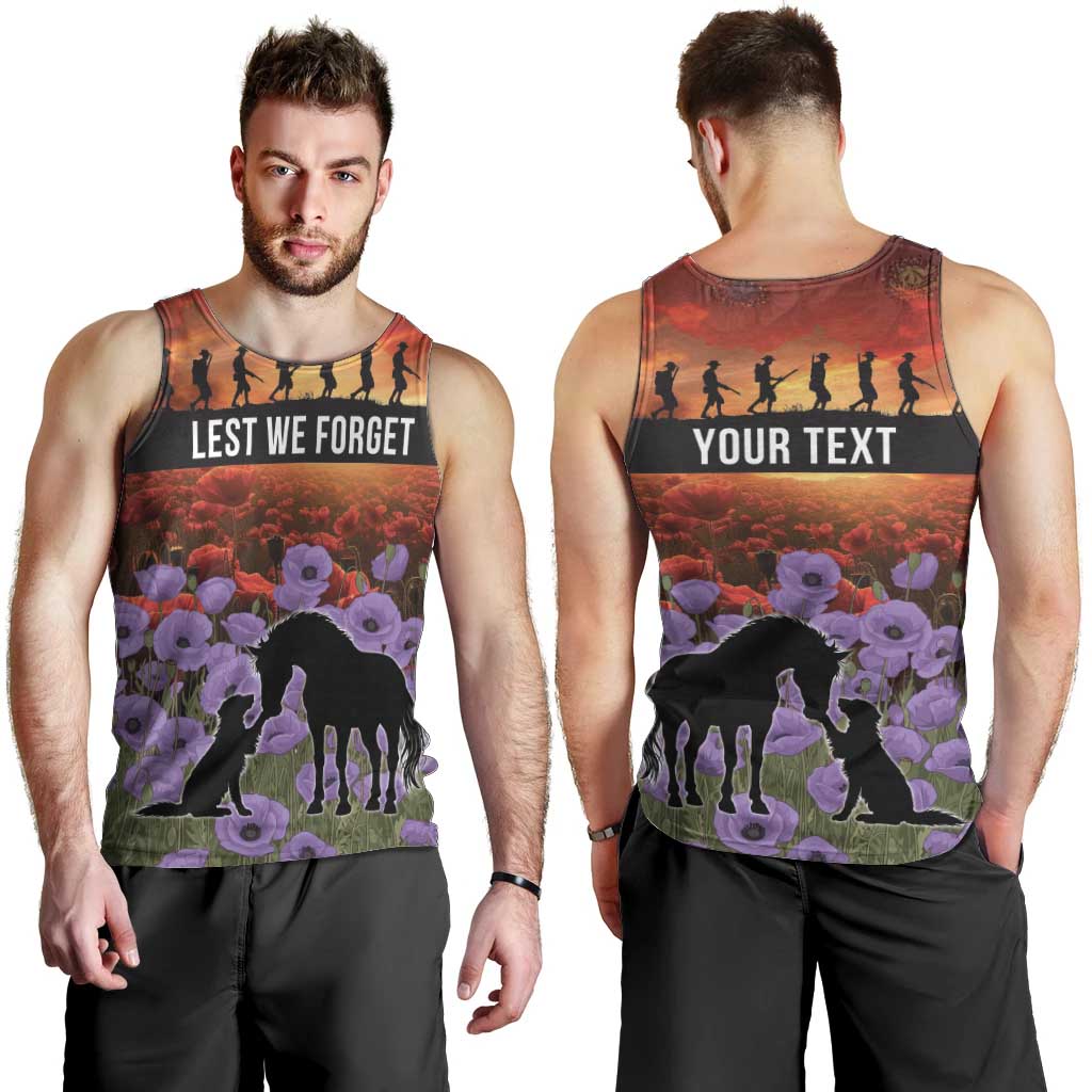 Personalised ANZAC Day Men Tank Top Remembering the Animals of War LT19 - Polynesian Pride
