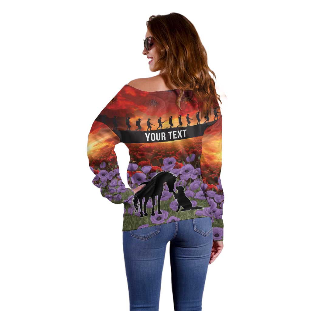 Personalised ANZAC Day Off Shoulder Sweater Remembering the Animals of War LT19 - Polynesian Pride