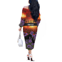 Personalised ANZAC Day Off The Shoulder Long Sleeve Dress Remembering the Animals of War