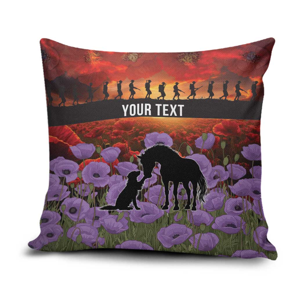 Personalised ANZAC Day Pillow Cover Remembering the Animals of War LT19 Purple - Polynesian Pride