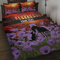 Personalised ANZAC Day Quilt Bed Set Remembering the Animals of War LT19 Purple - Polynesian Pride