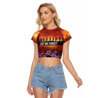 Personalised ANZAC Day Raglan Cropped T Shirt Remembering the Animals of War LT19 Female Purple - Polynesian Pride