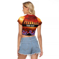 Personalised ANZAC Day Raglan Cropped T Shirt Remembering the Animals of War LT19 - Polynesian Pride