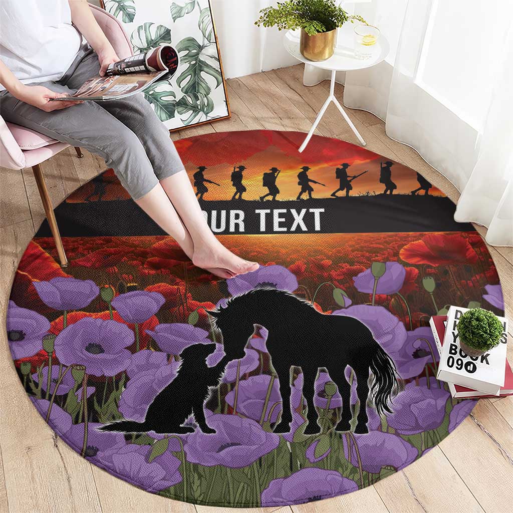 Personalised ANZAC Day Round Carpet Remembering the Animals of War LT19 - Polynesian Pride