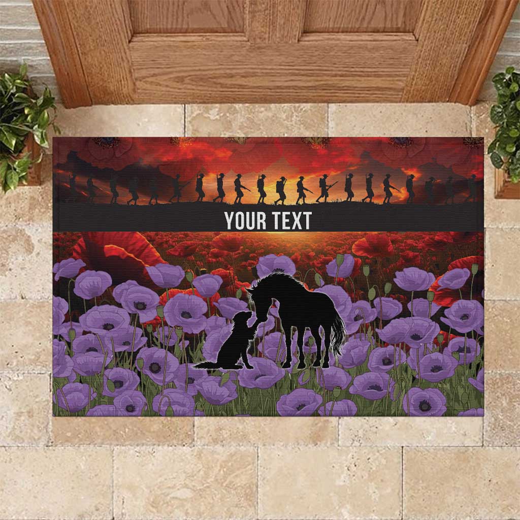 Personalised ANZAC Day Rubber Doormat Remembering the Animals of War LT19 Purple - Polynesian Pride